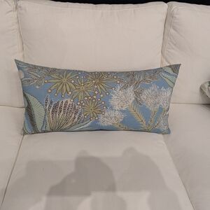 Floral Blue and Green Accent Pillow